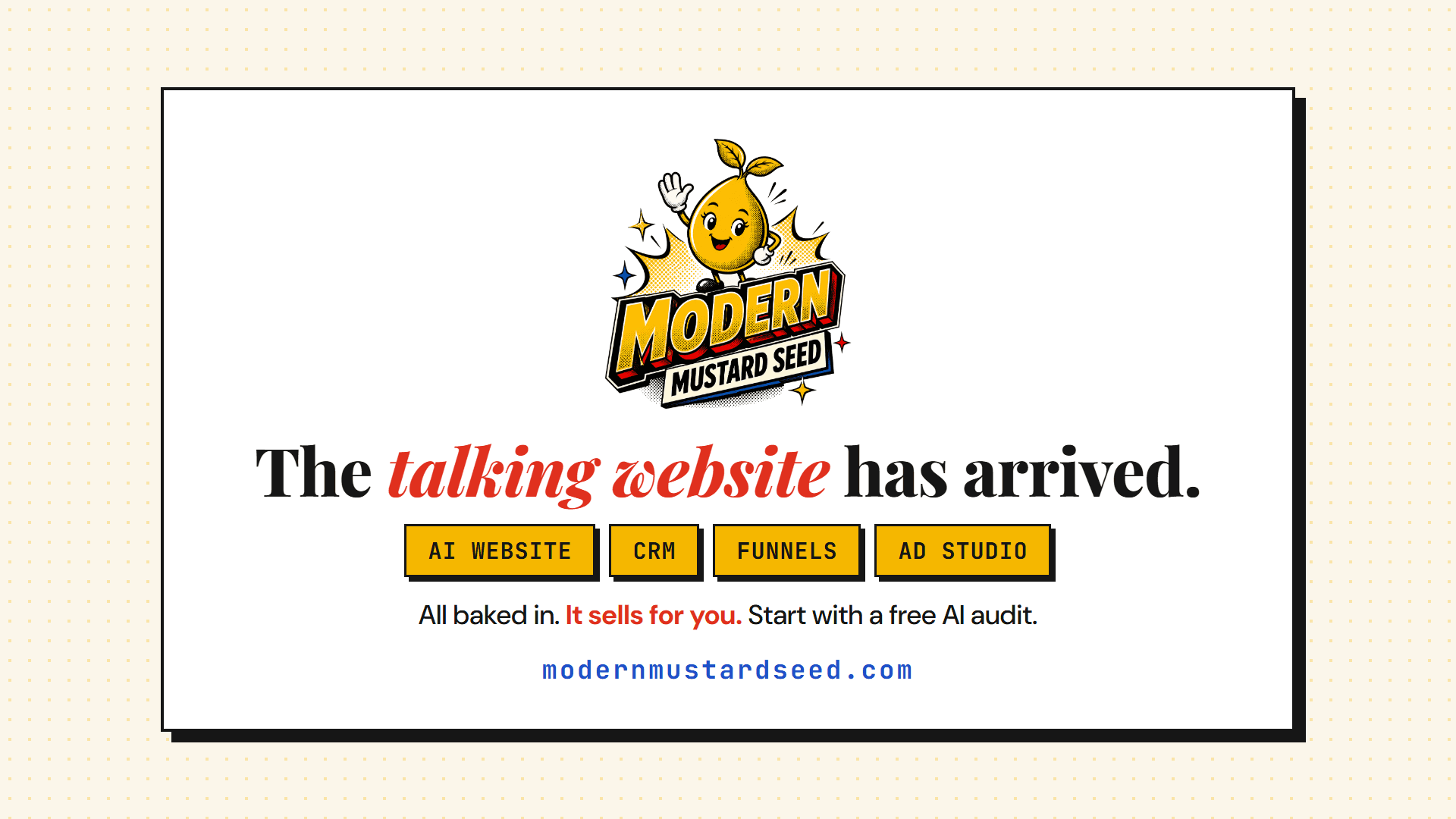 The Talking Website, a short film from Modern Mustard Seed about a website that answers its own phone
