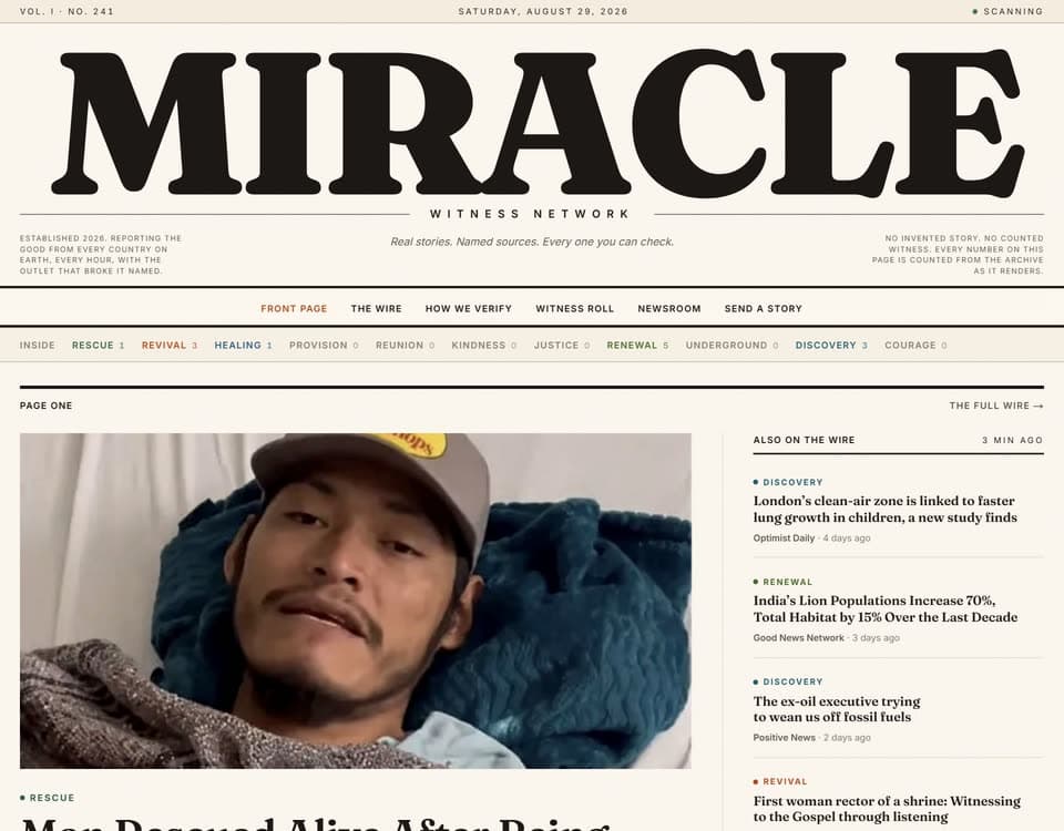 Miracle Witness Network: good news, gathered every hour