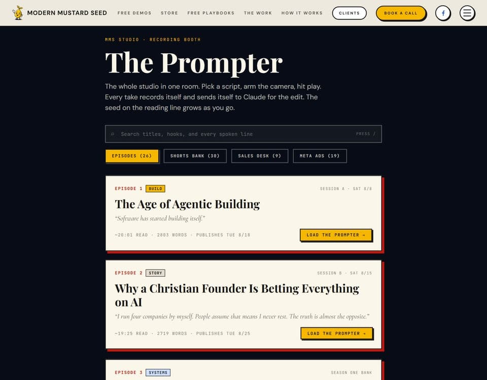 The Prompter: the studio floor, live at /sarah
