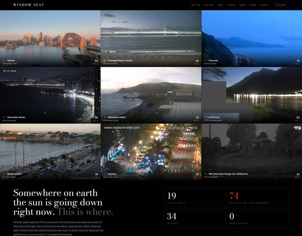 Window Seat: a live sunset, every day