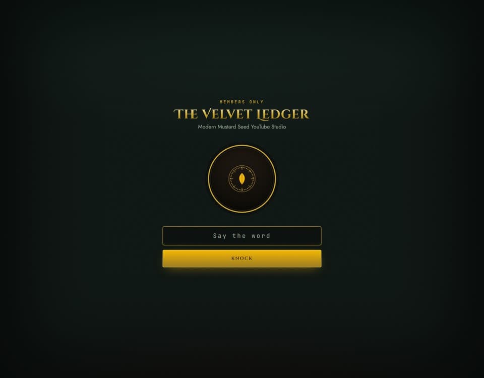 The Velvet Ledger: the YouTube studio · members only