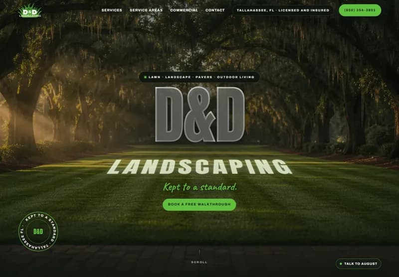 D&D Landscaping, a landscaping website built by Modern Mustard Seed