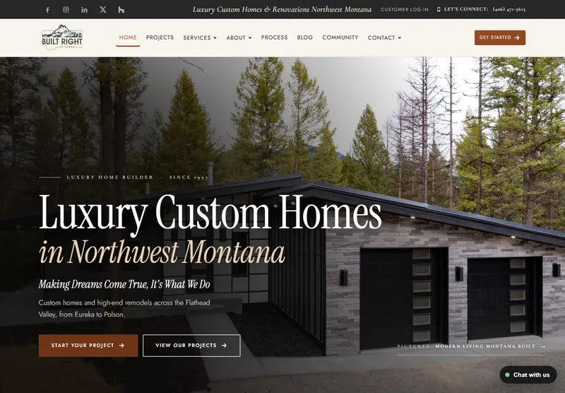 Built Right in Montana: a preview of the website built by Modern Mustard Seed.