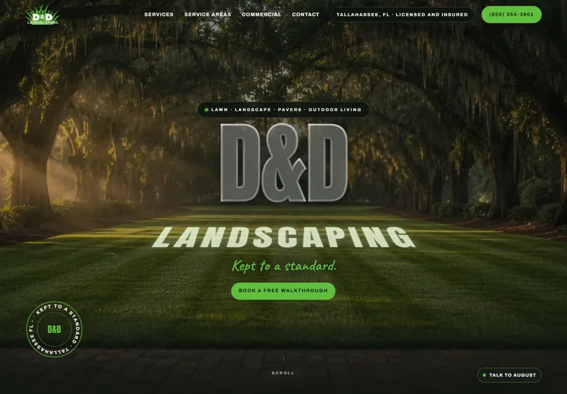 D & D Landscaping: a preview of the website built by Modern Mustard Seed.
