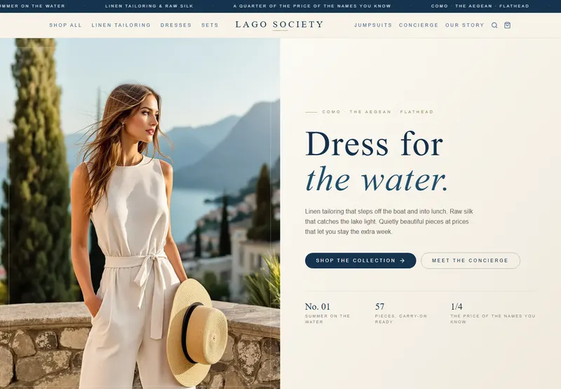 Lago Society: a preview of the website built by Modern Mustard Seed.