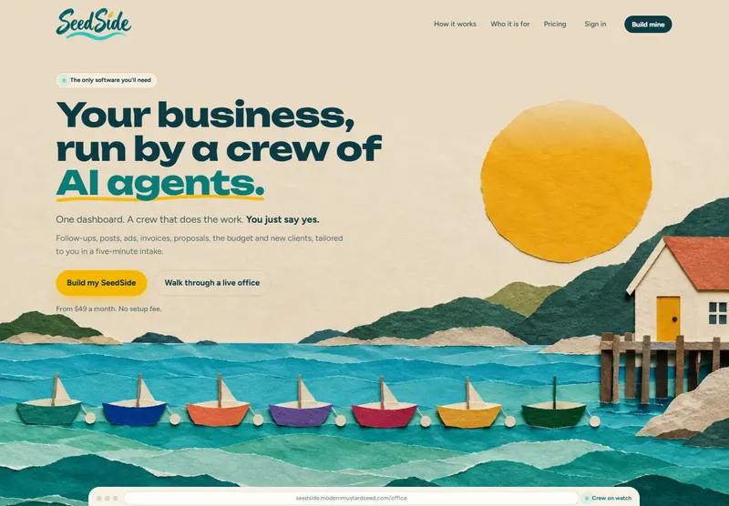 SeedSide: a preview of the website built by Modern Mustard Seed.