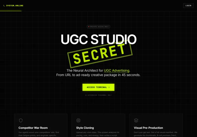 UGC Studio Secret: a preview of the website built by Modern Mustard Seed.