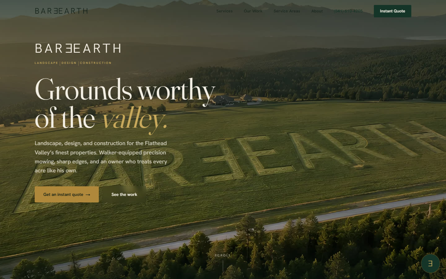 Bare Earth website, designed and built by Modern Mustard Seed