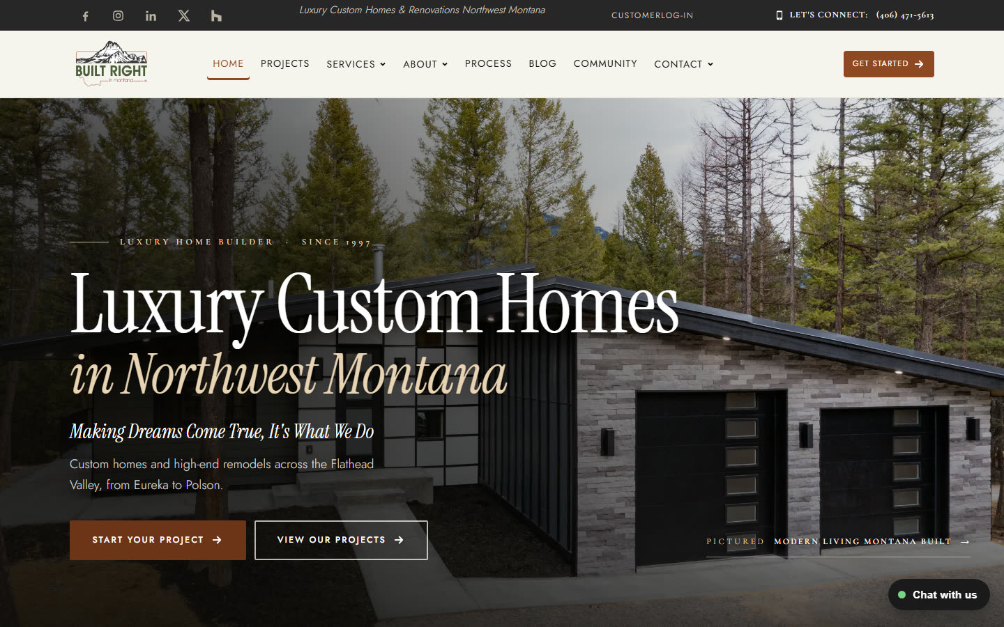 Built Right in Montana website, designed and built by Modern Mustard Seed
