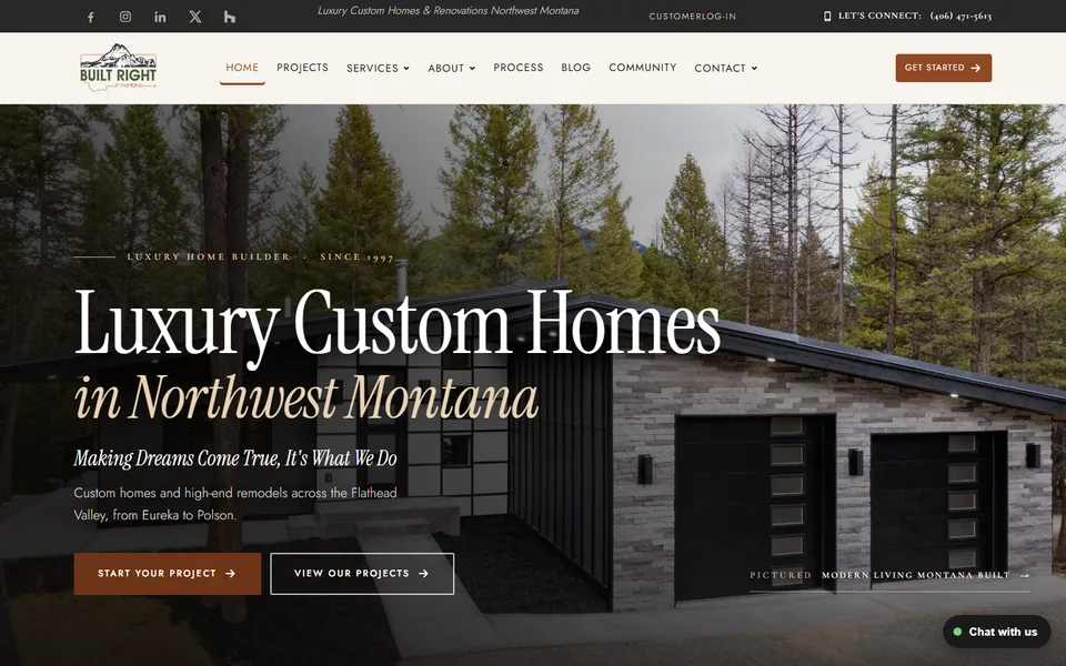 Built Right in Montana website, designed and built by Modern Mustard Seed