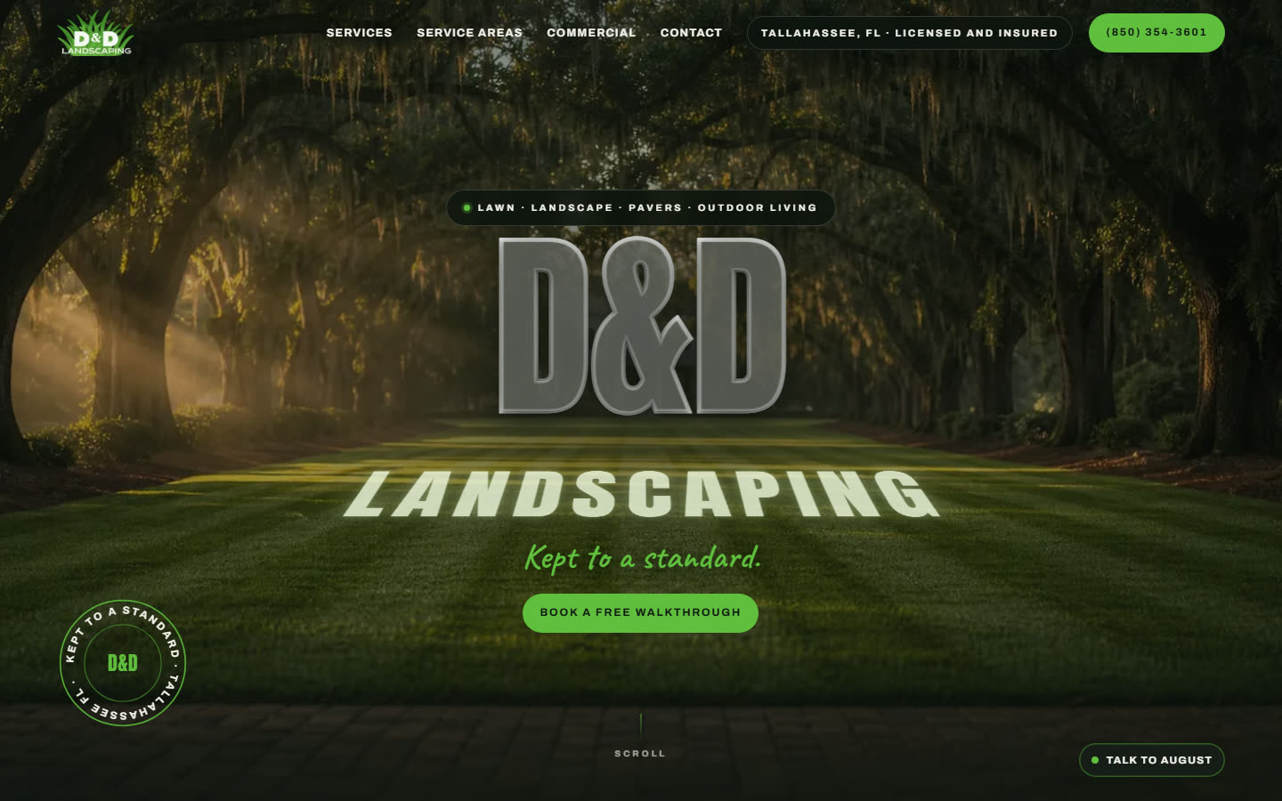 D & D Landscaping website, designed and built by Modern Mustard Seed