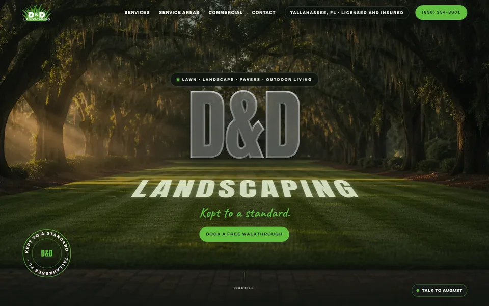 D & D Landscaping website, designed and built by Modern Mustard Seed